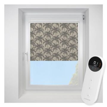 Vintage Palm Black Perfect Fit Roller Motorised Blind