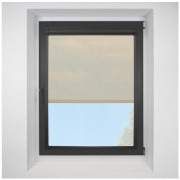 Voile Sandshell Perfect Fit Roller Motorised Blind with Black Frame