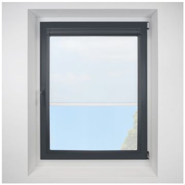 Voile White Perfect Fit Roller Motorised Blind with Anthracite Frame