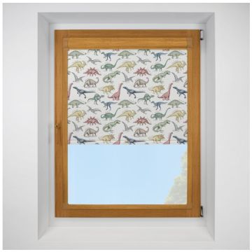 Dinosaurs Prehistoric Blackout Perfect Fit Roller Blind with Golden Oak Frame