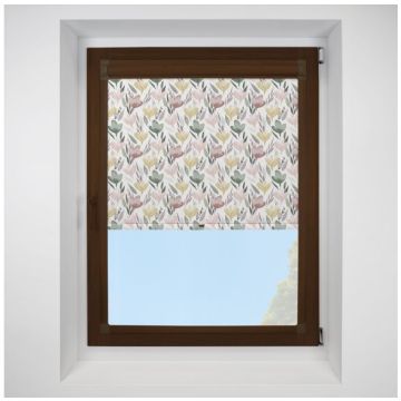 Ophelia Zephyr Perfect Fit Spring Operated Roller Blind with Mahogany Frame