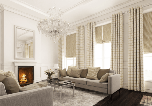 Roman Blinds with co-ordinating curtains